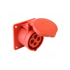 Ipari dugalj beépíthető 16A 4P 400V(50+60Hz) piros egyenes IP44 műanyag 6h-pozíció csavaros PCE